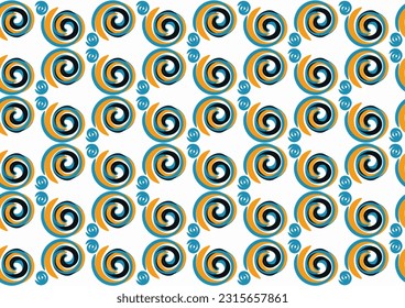 seamless background with circles multiple color blue and black orange  repeat pattern, replete image design for fabric printing