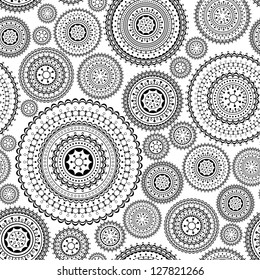 Seamless background with circles in retro style. Abstract vector illustration.