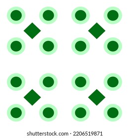 Seamless background with circles and squares in a row of green and white background.