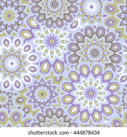 Seamless background with circular colored mandalas.
