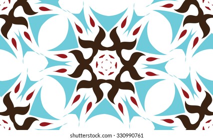 A seamless background of circular patterns. Seamless patterns from shapes color. A star-shaped pattern. Pattern in brown and blue colours.