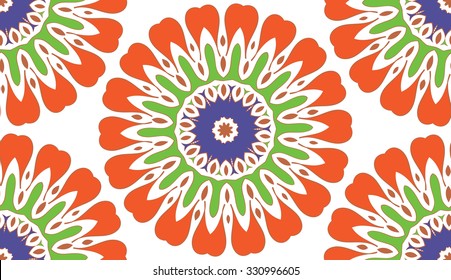 A seamless background of circular patterns. Seamless patterns from shapes color. A star-shaped pattern.