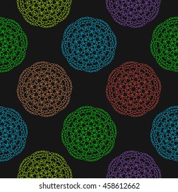 Seamless background with circular symmetrical mandalas. Ethnic pattern in Greek, Turkish, Islamic style.