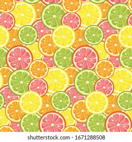 Seamless background of citrus fruit round slices