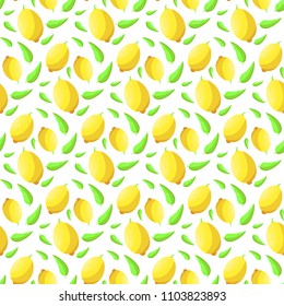 Seamless background of citrus fruits. Pattern of lemons