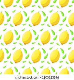 Seamless background of citrus fruits. Pattern of lemons