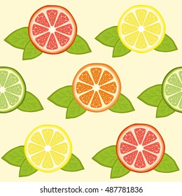 Seamless background with citrus fruits. Vector illustration, pattern. Citrus pattern .