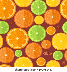 Seamless background with citrus slices