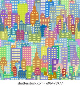 Seamless Background With City Building Different Color vector