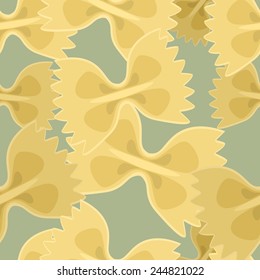 Seamless background with classic Bow Tie Pasta  in flat design