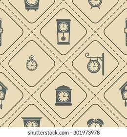 Seamless background with  clock for your design