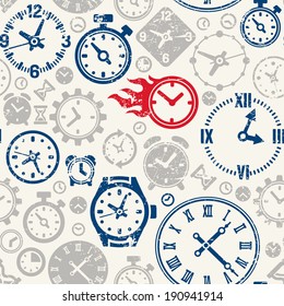 Seamless background with clocks