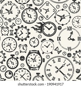 Seamless background with clocks