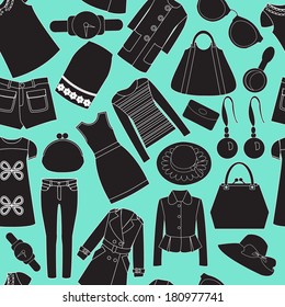 Seamless background with clothing and accessories