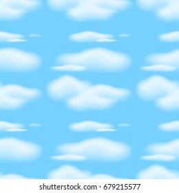 Seamless background with clouds in blue sky illustration