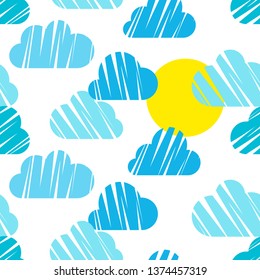 Seamless background with clouds. Cute cartoon. Vector illustration. Can be used for wallpaper, textile, invitation card, wrapping, web page background.