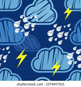 Seamless background with clouds. Cute cartoon. Vector illustration. Can be used for wallpaper, textile, invitation card, wrapping, web page background.