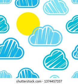 Seamless background with clouds. Cute cartoon. Vector illustration. Can be used for wallpaper, textile, invitation card, wrapping, web page background.