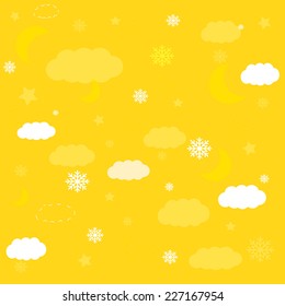 seamless background with clouds, moon. Christmas , Great for Greeting Cards, gift wrap, surface textures. See my folio for matching patterns in this set and for vector version