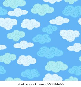 Seamless background with clouds on a blue sky background