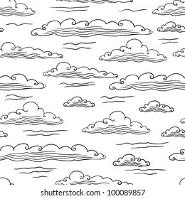 Seamless background with clouds - vector illustration.
