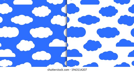 Seamless background with clouds in white and blue color. Vector design of design projects.