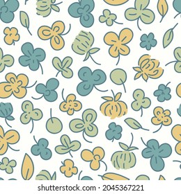 seamless background with clover and other grass. vector pattern