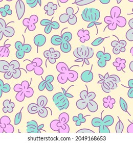 seamless background with clover and other grass. vector pattern