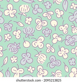 seamless background with clover and other grass. vector pattern