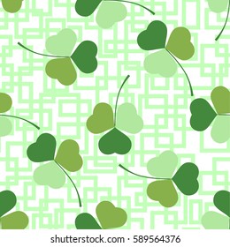Seamless background with clover. The symbol of St. Patrick's Day. Green vector pattern. EPS 10