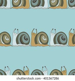 Seamless background with cochleas. Vector background. Animal seamless pattern