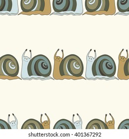 Seamless background with cochleas. Vector background. Animal seamless pattern