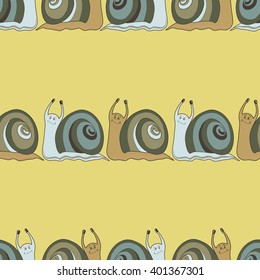 Seamless background with cochleas. Vector background. Animal seamless pattern