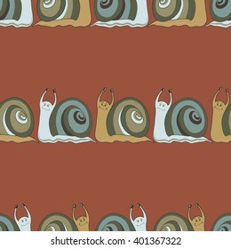 Seamless background with cochleas. Vector background. Animal seamless pattern