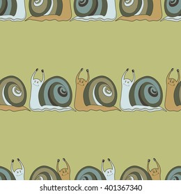 Seamless background with cochleas. Vector background. Animal seamless pattern