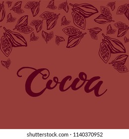 Seamless background with cocoa beans. Cute doodle illustration.