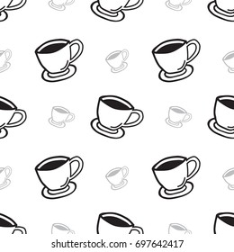 seamless background coffee cup doodle hand drawing. vector illustration. 