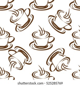 Seamless background with coffee cups. Vector illustration.
