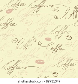 Seamless background with coffee inscription