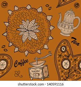 seamless background. coffee, tea