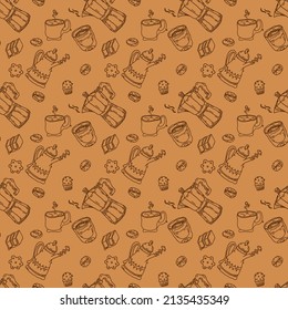 Seamless background of coffee theme
