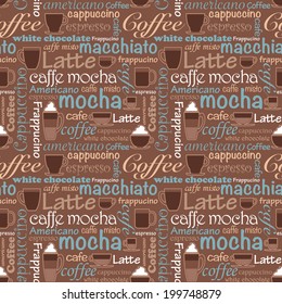 Seamless background with coffee words