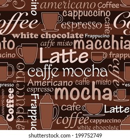 Seamless background with coffee words