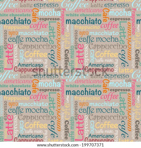 Seamless background with coffee words