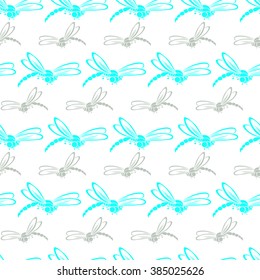Seamless background with color dragonflies.Can be used for wallpaper, pattern fills, textile, web page background, surface textures.