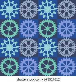 Seamless background of color gear wheels. Vector illustration.
