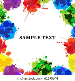 Seamless background with color ink spots, frame for text of photography