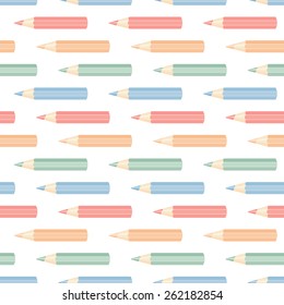 Seamless background color pencils isolated on white background. Vector illustration.