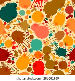 Seamless background of color splashes and smudges. EPS-10 vector.