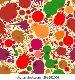 Seamless background of color splashes and smudges. EPS-10 vector.